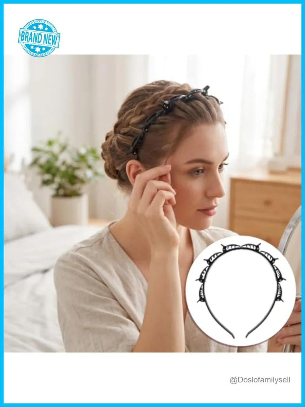 2pcs Double Layer Clip Headbands Non-Slip Braided Bangs Retro 90s Hair
